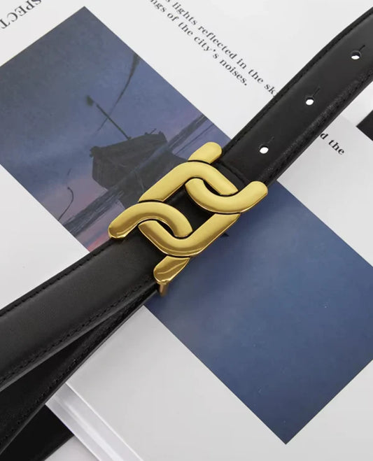NOIR LIEN | Tijdloze riem met goud