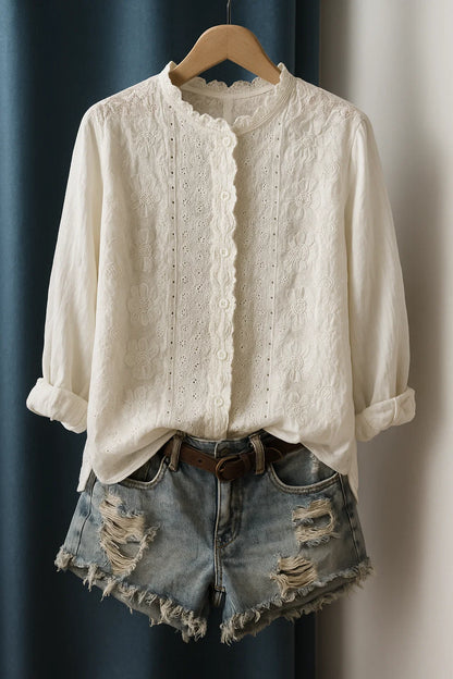 Clair de Lune | Geborduurde Blouse